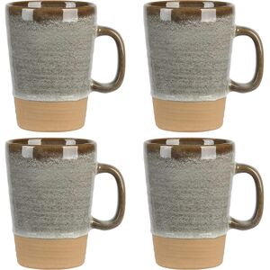 Gibson 4 Piece 17 Ounce Round Earthenware Mug Set in Earthy Brown 9.75 In. L X 9.75 In. W X 6.5 In. H