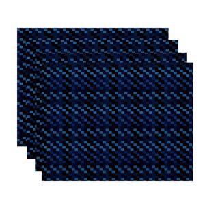 E by Design 18x14-inch, Mad for Plaid, Geometric Print Placemat (Set of 4) Set of 4