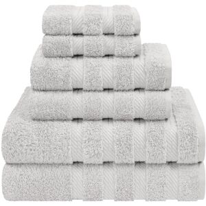 American Soft Linen Luxury 6 Piece Towel Set, 2 Bath Towels 2 Hand Towels 2 Washcloths, 100% Cotton Turkish Towels for Bathroom 13.0 In. L X 13.0 In. W