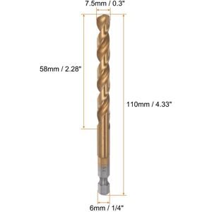 Unique M35 High Speed Steel Titanium Hex Twist Drill Bit with 1/4 7.5mm