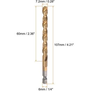 Unique M35 High Speed Steel Titanium Hex Twist Drill Bit with 1/4 7.2mm