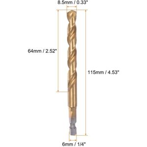 Unique M35 High Speed Steel Titanium Hex Twist Drill Bit with 1/4 8.5mm