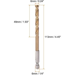 Unique M35 High Speed Steel Titanium Hex Twist Drill Bit with 1/4 6mm