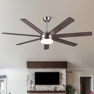 DEVERA LED Brushed Nickel Plywood Smart Ceiling Fan with Remote Control N/A