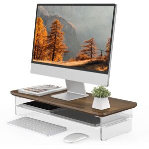 Fenge 23.6 Inches Acrylic Monitor Stand Riser with Metal Storage 23.5 In. L X 9.3 In. W X 4.7 In. H