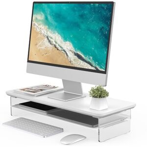 Fenge 23.6 Inches Acrylic Monitor Stand Riser with Metal Storage 23.5 In. L X 9.3 In. W X 4.7 In. H