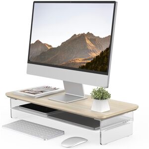 Fenge 23.6 Inches Acrylic Monitor Stand Riser with Metal Storage 23.5 In. L X 9.3 In. W X 4.7 In. H