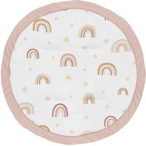 Sweet Jojo Designs Boho Rainbow Girl Baby Tummy Time Playmat - Blush Pink Dusty Rose Gold Yellow Mauve Taupe Beige Tan Bohemian Stars Sun Celestial 36.0 In. L X 36.0 In. W X 0.5 In. H