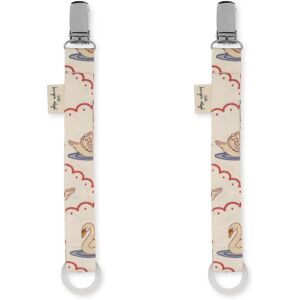 Konges Sløjd Organic cotton pacifier clip Swan - Set of 2 Ecru one size unisex