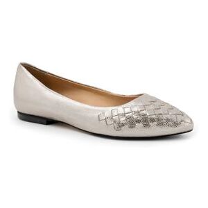 Extra Wide Width Women's Estee Woven Flat by Trotters in Silver Embossed (Size 9 1/2 WW)