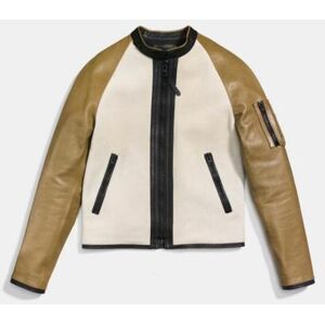 Coach Jackets & Coats Coach Racy Zip Racer Jacket Deerskin Leather Color: Cream/White Size: Xs