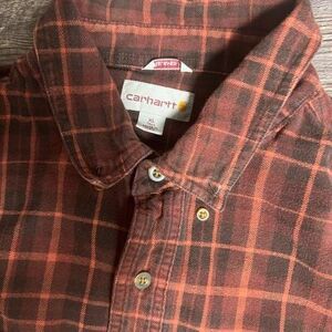 Carhartt Shirts Carhartt Mens Long Sleeve Flannel Color: Brown/Orange Size: Xl