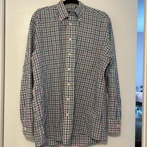 Shirts Men’s Long Sleeve Plaid Burberry Button Down Shirt Size L Color: Green/Pink/Purple Size: L