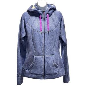 Athleta Jackets & Coats Athleta Jacket Cotton Fleeced Lined Running Hoodie Jacket Women's Size M Color: Blue Size: M