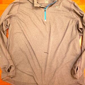 Jackets & Coats Mens Nike Dry Fit 1/4 Zip Running Jacket Color: Blue/Gray Size: Xxl
