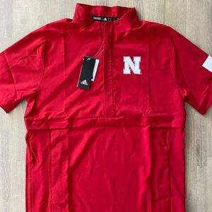 Adidas Jackets & Coats Adidas Nebraska Cornhuskers Game Mode 1/2 Zip Ss Jacket Ec3127 Mens Size S Color: Red Size: S