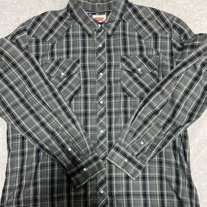 Levi's Levis Shirt Mens Extra Large Plaid Red Tab Pearl Snap Western Cowboy Ranch Rodeo Color: Black/Gray Size: Xl