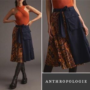 Anthropologie Skirts Anthropologie X Eva Franco Pleated Cargo Wrap Skirt Blue/Orange Small/Medium Nwt Color: Blue/Green/Orange/Red/Yellow Size: S