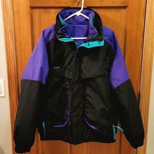 Columbia Jackets & Coats Columbia Powder Keg 3-In-1 Winter Ski Jacket. Shell & Reverse Zip-In Liner Xlt Color: Black/Purple Size: Xlt