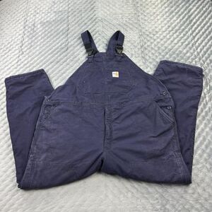 Carhartt Pants Carhartt Bib Overalls Mens 50x34 Blue Canvas Fr Double Knee Lined Workwear Frr44 Color: Blue Size: 50
