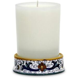 Artistica - Deruta of Italy Deruta Candles: Frosted Glass & Deruta Ceramic Base Candle ~ Ricco Deruta Design - CAPRI GARDENIA