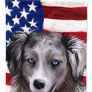 Caroline's Treasures 28 x 40 in. Polyester Miniature American Shepherd American Flag Flag Canvas House Size 2-Sided Heavyweight