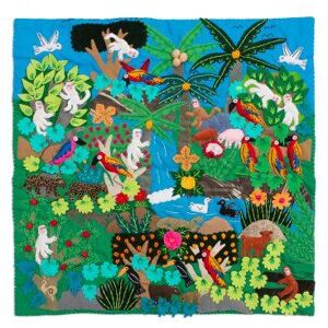 NOVICA 'Jungle Friends' - Applique Wall Hanging Folk Art Handmade in Peru