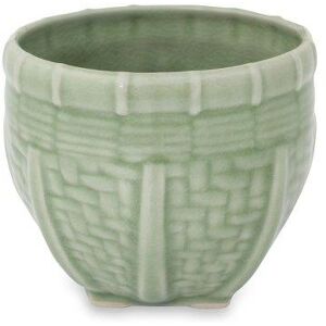 NOVICA Celadon ceramic vase, 'Basket' (medium)