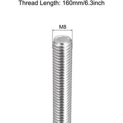Unique Fully Threaded Rod Thread Pitch 304 Stainless Steel Right Hand Threaded Rods Bar Studs 3 Pcs M8 x 160mm