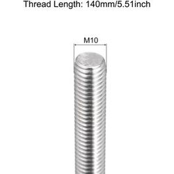 Unique Fully Threaded Rod Thread Pitch 304 Stainless Steel Right Hand Threaded Rods Bar Studs 3 Pcs M10 x 140mm