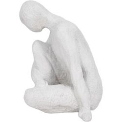 Sagebrook Home 7-Inch White Polyresin Contemplating Figure with Rough Texture - 5 Solid White White 5