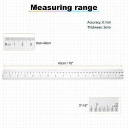 Unique Clear Plastic Ruler Metric Inch Straight End Ruler with Black Scale Mark for Classroom Home Office 40cm