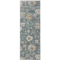 Grand Bazaar Welch Machine Made Abstract Transitional Area Rug Blue/Ivory/Pink 2'6