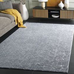 SAFAVIEH Faux Rabbit Fur Metallic Maiga Slip Resistant Rug Grey/Silver 6' Square