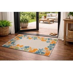 World Rug Gallery Coastal Border Indoor/Outdoor High-Low Area Rug Multi 2' x 3'