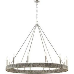 Atlas Lighting & Home Abaca Rope Chandelier Polished Nickel 12-Light_Wheel