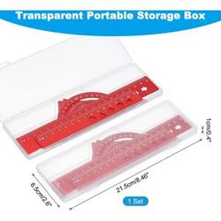 Unique Triangle Ruler Protractor Square and Ruler Set, Aluminum Alloy Ruler, Metal Drafting Ruler Red