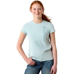 Kid's Vertical Logo T-Shirt in Starlight Blue Surf Cotton, Size: XS by Ariat