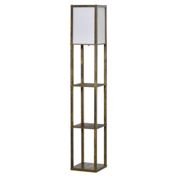 Golvlampa med hyllor, 26x26x160 cm, brun