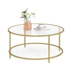 Soffbord, 84x84x45,5 cm, Guld