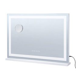 Sminkspegel, 80x12x57.2 cm, Vit, Belyst med Bluetooth