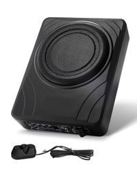 Bilsubwoofer, 8 tum 300W slimmad understolmonterad aktiv subwoofer, 32,2x23,5x8 cm, svart, ljud