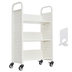 Biblioteksvagn, 77x38x122 cm, Vit, Stål