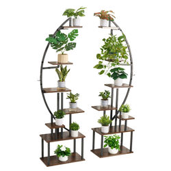 Planteopsats, 55x26x166.5 cm, Sort, Metal, Indendørs, 7 niveauer, Vækstlys