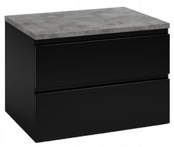 Sort væghængt badeværelsesskab 60x50cm med Modus bordplade