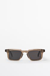 Massimo Dutti - Male - Smalle, Rektangulære Solbriller - Grå - 01