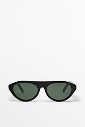 Massimo Dutti - Female - Ovale Solbriller - Sort - 01