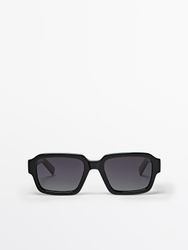 Massimo Dutti - Herre - Rektangulære Solbriller - Sort - 01