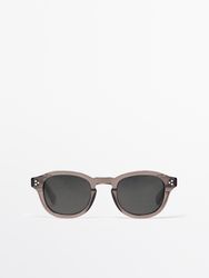 Massimo Dutti - Herre - Runde Solbriller - Grå - 01