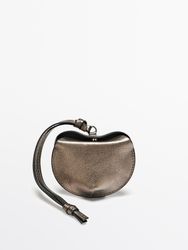 Massimo Dutti - Dame - Foldbart Etui Til Airpods I Nappaskind - Sølv - 01